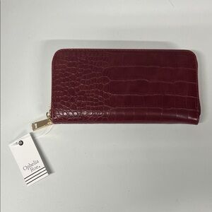 Maroon Croc-Embossed Wallet